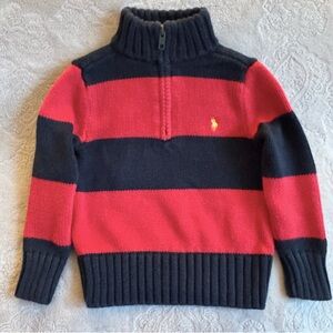 Ralph Lauren Striped Cotton Quarter-Zip Sweater